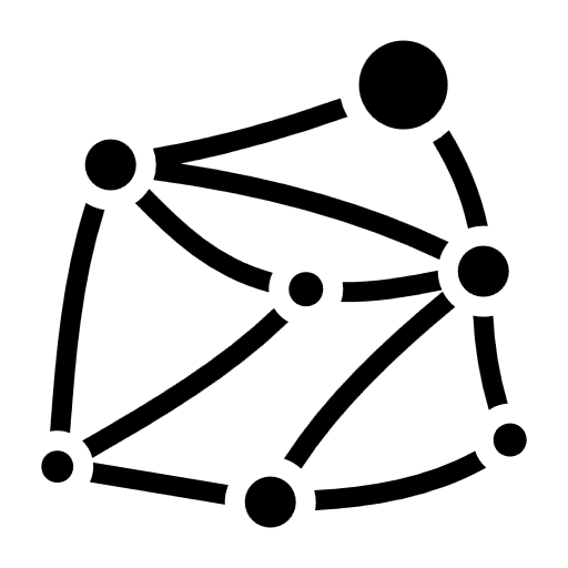 Black and white icon of a mesh network